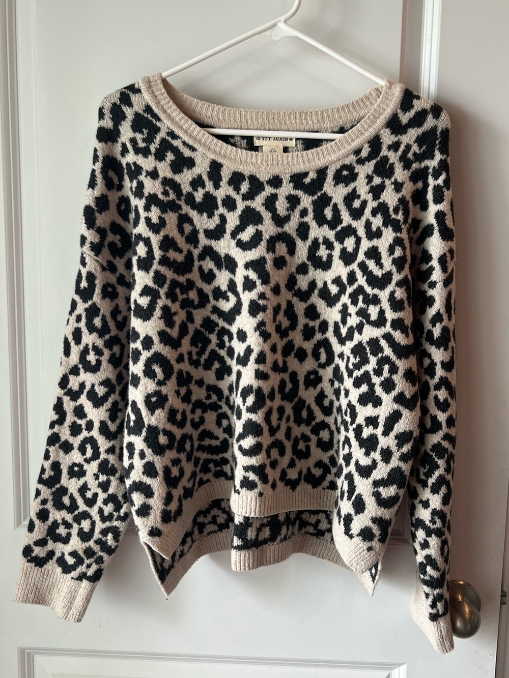 Yet Again Leopard Print Crewneck Sweater - Beige & Black